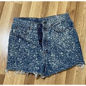 Desert Jeans Denim Woman’s Button Up Cut Off Short Blue White Size 31